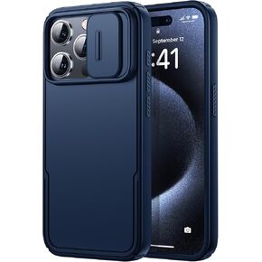 حافظة Humixx لهاتف iPhone 15 Pro Max مع غطاء كاميرا، [متوافقة مع MagSafe] [لمسة مريحة] حافظة مغناطيسية صلبة واقية نحيفة مضادة للصدمات لهاتف iPhone 15 Pro Max مقاس 6.7 بوصات - أسود
