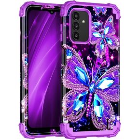Miqala for Galaxy A13 5G Case,Glow in The Dark Three Layer Heavy Duty Shockproof Full Body Hard Plastic Bumper+Soft Silicone Protective Case for Samsung Galaxy A13 5G,Amaranth Dark