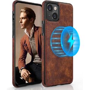 LOHASIC for iPhone 14 Leather Case Compatible with Magsafe, Slim Luxury PU Non-Slip Grip Rugged Bumper Shockproof Full Body Protective Cover Men Women Phone Cases for iPhone 14 5G 6.1" (2022) - Brown