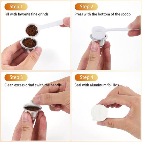 Reusable Capsules for Nespresso OriginalLine - 6pcs Espresso Refillable Pods Stainless Steel Coffee Pods Compatible for Nespresso Originaline Machine(6 Pods+200pcs Lids) in Saudi Arabia