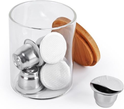 Reusable Capsules for Nespresso OriginalLine - 6pcs Espresso Refillable Pods Stainless Steel Coffee Pods Compatible for Nespresso Originaline Machine(6 Pods+200pcs Lids) in Saudi Arabia
