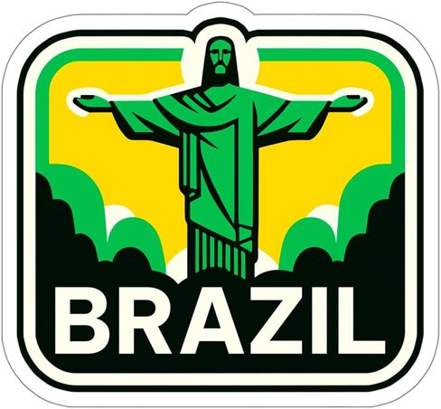Brazil Sticker Travel Outdoors Decal Vinyl Small Waterproof for Water Bottle Mug Passport Scrapbook Notebook Laptop Tumbler Skateboard Computer Phone 4" ID44990 in Saudi Arabia