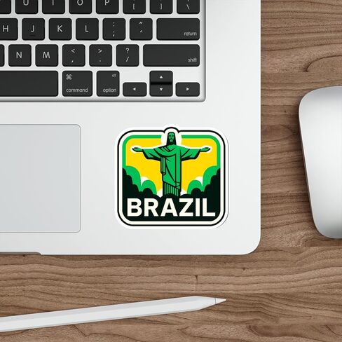 Brazil Sticker Travel Outdoors Decal Vinyl Small Waterproof for Water Bottle Mug Passport Scrapbook Notebook Laptop Tumbler Skateboard Computer Phone 4" ID44990 in Saudi Arabia