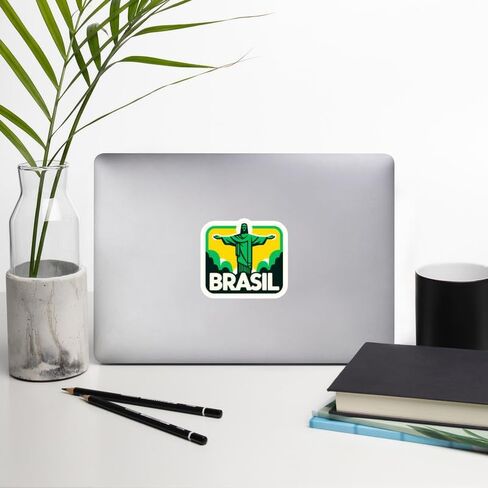 Brazil Sticker Travel Outdoors Decal Vinyl Small Waterproof for Water Bottle Mug Passport Scrapbook Notebook Laptop Tumbler Skateboard Computer Phone 4" ID44990 in Saudi Arabia