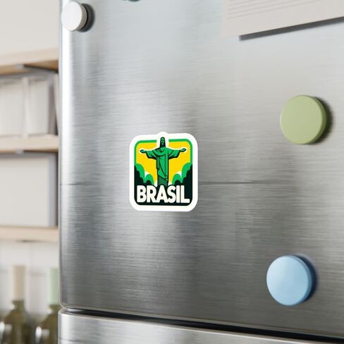 Brazil Sticker Travel Outdoors Decal Vinyl Small Waterproof for Water Bottle Mug Passport Scrapbook Notebook Laptop Tumbler Skateboard Computer Phone 4" ID44990 in Saudi Arabia