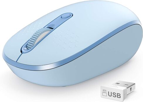 ماوس لاسلكي من راتيل، ماوس كمبيوتر مريح 2.4 جيجا للكمبيوتر المحمول مع جهاز استقبال USB، ماوس لاسلكي محمول مع 3 مستويات DPI قابلة للتعديل للنوافذ، الكمبيوتر الشخصي، Chromebook، MacBook، Linux (أزرق فاتح) in Saudi Arabia