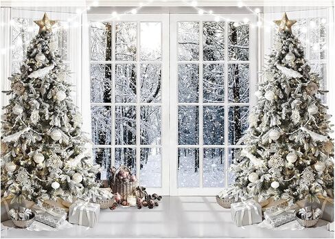 WOLADA White Christmas Backdrop Christmas Window Backdrop Christmas Backdrop Christmas Photography Backdrop 7x5FT FW74 in Saudi Arabia
