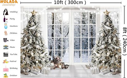 WOLADA White Christmas Backdrop Christmas Window Backdrop Christmas Backdrop Christmas Photography Backdrop 7x5FT FW74 in Saudi Arabia