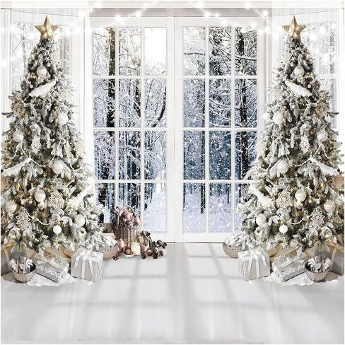 WOLADA White Christmas Backdrop Christmas Window Backdrop Christmas Backdrop Christmas Photography Backdrop 7x5FT FW74 in Saudi Arabia