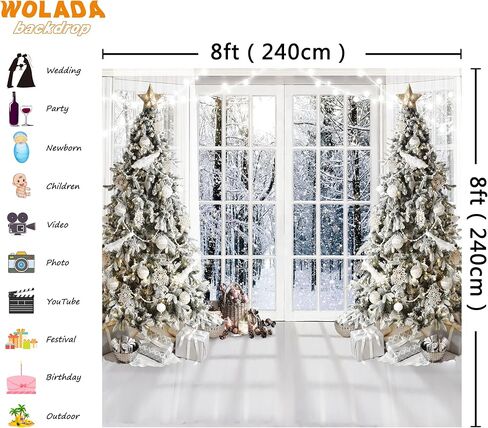 WOLADA White Christmas Backdrop Christmas Window Backdrop Christmas Backdrop Christmas Photography Backdrop 7x5FT FW74 in Saudi Arabia