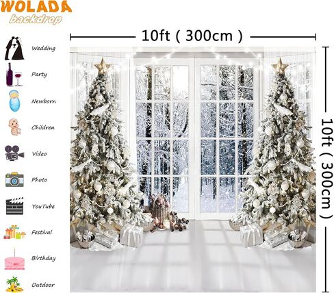 WOLADA White Christmas Backdrop Christmas Window Backdrop Christmas Backdrop Christmas Photography Backdrop 7x5FT FW74 in Saudi Arabia