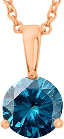 1/2-5 Carat Round Blue Diamond 3 Prong Pendant Necklace (AAA Quality) W/ 16" Gold Chain in Saudi Arabia
