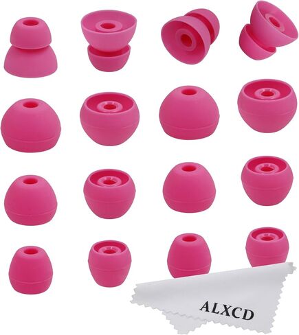 ALXCD Ear Tip for Tour2 Beats Tour Earphone, 8 Pair SML & Double Flange Durable Soft Silicone Replacement Ear Bud Eartip, Fit for Beats Tour Tour 2 Earphone [8 Pair](Pink) in Saudi Arabia