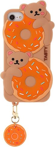 3D Cute Cookie Bear Case with Lanyard for iPhone SE 2022/2020,Cartoon Cookie Bear Character Kids Girls Women Soft Silicone Case for iPhone SE 2022/SE 2020/6 6S 7 8 4.7 inch (Cookie Bear) in Saudi Arabia