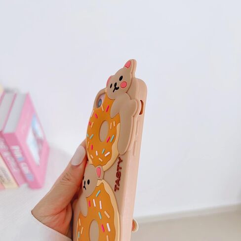 3D Cute Cookie Bear Case with Lanyard for iPhone SE 2022/2020,Cartoon Cookie Bear Character Kids Girls Women Soft Silicone Case for iPhone SE 2022/SE 2020/6 6S 7 8 4.7 inch (Cookie Bear) in Saudi Arabia