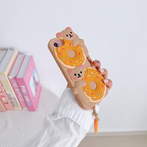 3D Cute Cookie Bear Case with Lanyard for iPhone SE 2022/2020,Cartoon Cookie Bear Character Kids Girls Women Soft Silicone Case for iPhone SE 2022/SE 2020/6 6S 7 8 4.7 inch (Cookie Bear) in Saudi Arabia