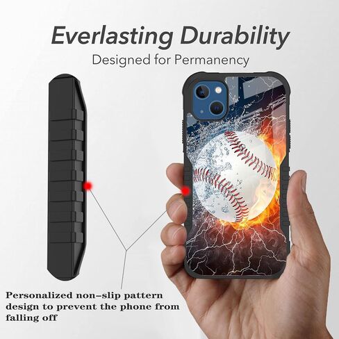 Compatible with iPhone 15 Case for Men Women, Baseball Legend Design Heavy Duty Anti Slip Shockproof Hard PC Backplane Soft TPU Prevention Protective Case for iPhone 15 in Saudi Arabia