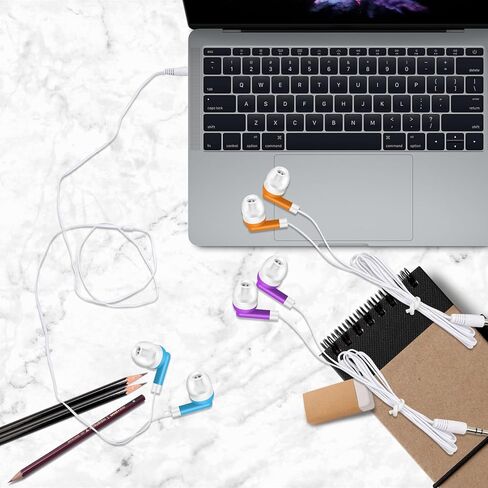 سماعات أذن كبيرة الحجم للأطفال، 50 قطعة متعددة الألوان، معبأة بشكل فردي، سماعات أذن سلكية للاستعمال مرة واحدة بالجملة، مثالية لطلاب مكتبات الفصول المدرسية (8 ألوان) in Kuwait