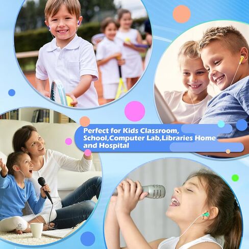 سماعات أذن كبيرة الحجم للأطفال، 50 قطعة متعددة الألوان، معبأة بشكل فردي، سماعات أذن سلكية للاستعمال مرة واحدة بالجملة، مثالية لطلاب مكتبات الفصول المدرسية (8 ألوان) in Kuwait