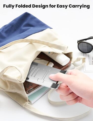 حامل الهاتف الخليوي لجهاز iPad iPhone 15 Pro Max، مسند سفر قابل للطي بالكامل متعدد الزوايا وقابل للتعديل من سبائك الألومنيوم المعدنية المحمولة وحامل سميك مناسب لهاتف iPhone 14 Plus 13 Mini 12 S22 S21 in Kuwait