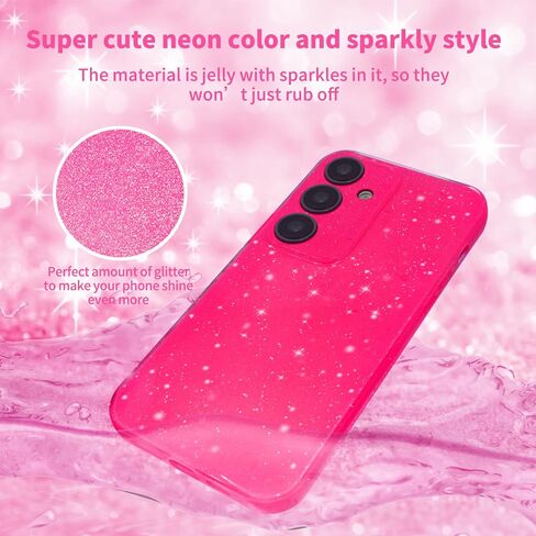 for Galaxy A15 5G Phone Case, for Samsung Galaxy A15 5G Case Hot Pink Glitter for Women Girls Girly Sparkly Bling Neon Bright Color Soft Phone Case for Samsung A15 5G 6.5 inch, Hot Pink in Saudi Arabia