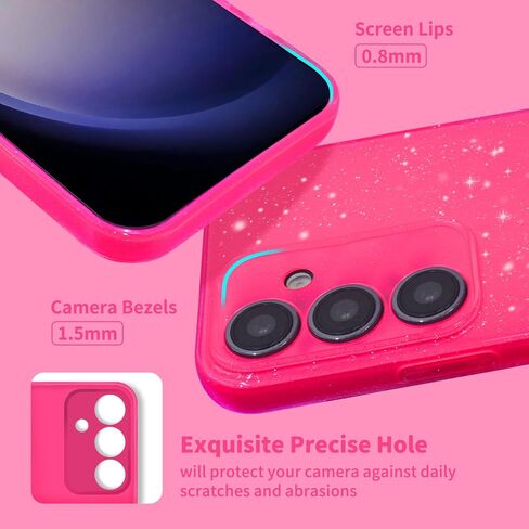 for Galaxy A15 5G Phone Case, for Samsung Galaxy A15 5G Case Hot Pink Glitter for Women Girls Girly Sparkly Bling Neon Bright Color Soft Phone Case for Samsung A15 5G 6.5 inch, Hot Pink in Saudi Arabia