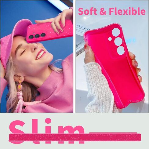 for Galaxy A15 5G Phone Case, for Samsung Galaxy A15 5G Case Hot Pink Glitter for Women Girls Girly Sparkly Bling Neon Bright Color Soft Phone Case for Samsung A15 5G 6.5 inch, Hot Pink in Saudi Arabia