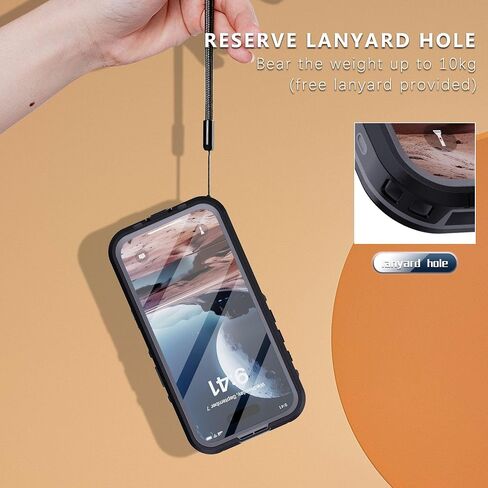 حافظة مقاومة للماء لهاتف iPhone 16 pro - أسود - واقي شاشة مدمج - [IP68 Underwater] [6.6FT Military Dropproof] in Saudi Arabia