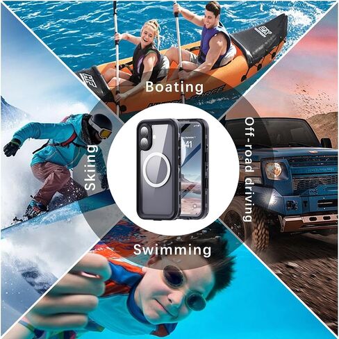 حافظة مقاومة للماء لهاتف iPhone 16 pro - أسود - واقي شاشة مدمج - [IP68 Underwater] [6.6FT Military Dropproof] in Saudi Arabia