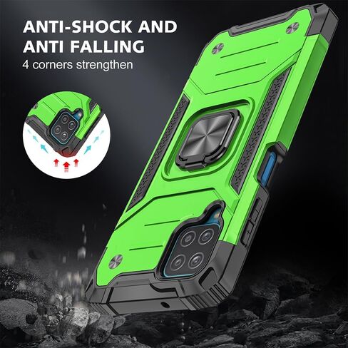 for Samsung Galaxy A12 Case, Samsung A12 Case with Screen Protector, 360°Military Grade Rotatable Kickstand (Heavy Duty) Protective Cases for Samsung Galaxy A12 (Green) in Kuwait