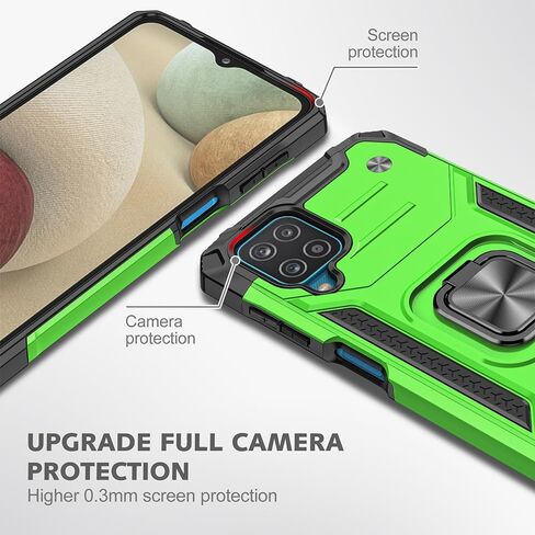 for Samsung Galaxy A12 Case, Samsung A12 Case with Screen Protector, 360°Military Grade Rotatable Kickstand (Heavy Duty) Protective Cases for Samsung Galaxy A12 (Green) in Kuwait