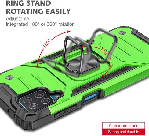 for Samsung Galaxy A12 Case, Samsung A12 Case with Screen Protector, 360°Military Grade Rotatable Kickstand (Heavy Duty) Protective Cases for Samsung Galaxy A12 (Green) in Kuwait