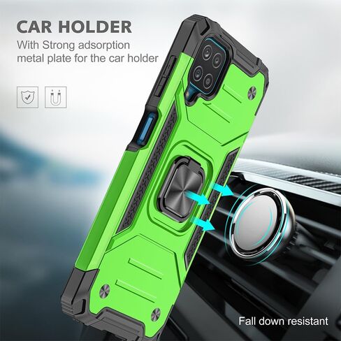 for Samsung Galaxy A12 Case, Samsung A12 Case with Screen Protector, 360°Military Grade Rotatable Kickstand (Heavy Duty) Protective Cases for Samsung Galaxy A12 (Green) in Kuwait
