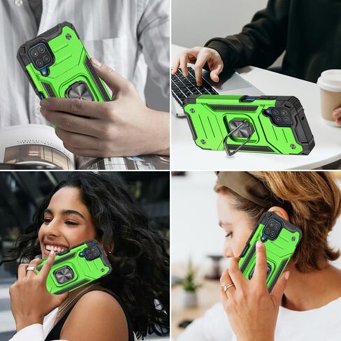 for Samsung Galaxy A12 Case, Samsung A12 Case with Screen Protector, 360°Military Grade Rotatable Kickstand (Heavy Duty) Protective Cases for Samsung Galaxy A12 (Green) in Kuwait