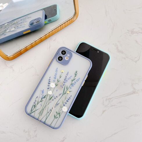 Ownest Compatible for iPhone 13 Mini Case for Clear Frosted PC Back 3D Floral Girls Woman and Soft TPU Bumper Protective Silicone Slim Shockproof Case for iPhone 13 Mini-Purple in Saudi Arabia