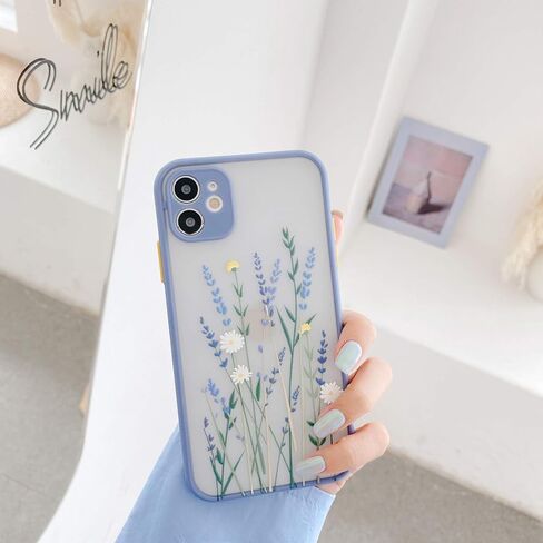 Ownest Compatible for iPhone 13 Mini Case for Clear Frosted PC Back 3D Floral Girls Woman and Soft TPU Bumper Protective Silicone Slim Shockproof Case for iPhone 13 Mini-Purple in Saudi Arabia