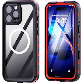 Waterproof Case for iPhone 16 pro - Black - Built in Screen Protector - [IP68 Underwater][6.6FT Military Dropproof]