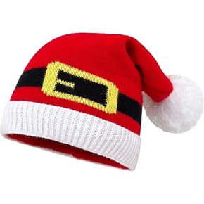 Christmas Elf Hats with Jingle Bells, Santa Hat Xmas Holiday Beanie Hat, Winter Warm Knit Skull Cap for Adult Women Men