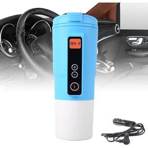 Temperature Control Mug Travel Heating Cup LEJIEYIN Electric Heating Cup for Coffee in Car 12V Heated Mugs Smart Coffee Cup Keep Milk/Tea Warm LCD Display Easily Washing 13OZ (Black)