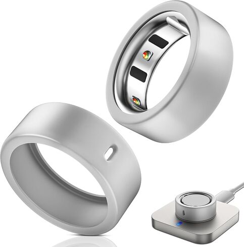 2 Pack Ring Cover Compatible with Oura Ring 4/Oura Ring Gen3/Samsung Galaxy Ring, Soft Silicone Anti-Scratch Case for Oura Ring Protector for Women Men (Silver+Rosegold, M for 8/9/10/11) in Saudi Arabia