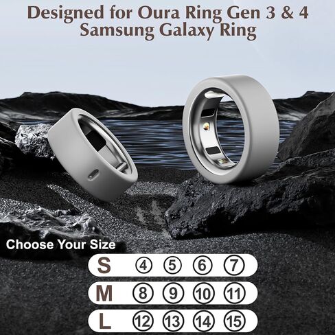 2 Pack Ring Cover Compatible with Oura Ring 4/Oura Ring Gen3/Samsung Galaxy Ring, Soft Silicone Anti-Scratch Case for Oura Ring Protector for Women Men (Silver+Rosegold, M for 8/9/10/11) in Saudi Arabia