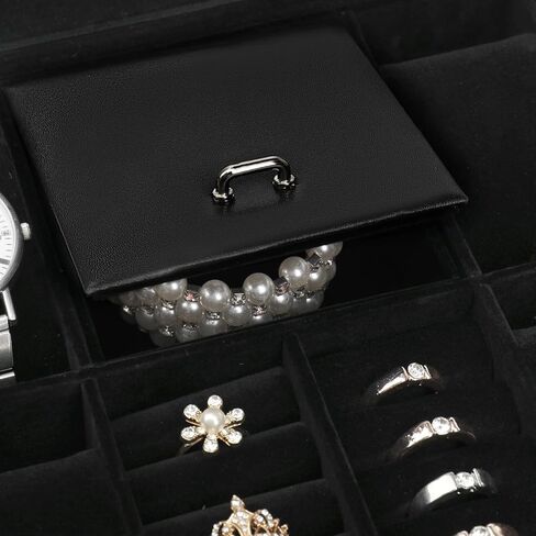 صندوق ساعة BASTUO للرجال، منظم عرض علبة ساعة فاخرة مكون من 24 فتحة، صندوق مجوهرات بتصميم من ألياف الكربون، صناديق حامل تخزين للرجال مع سطح زجاجي ووسائد جلدية، أسود in Kuwait