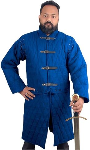 THE MEDIEVALS Thick Padded Full Sleeves Gambeson Coat Aketon Jacket Armor, Cotton Fabric in Kuwait