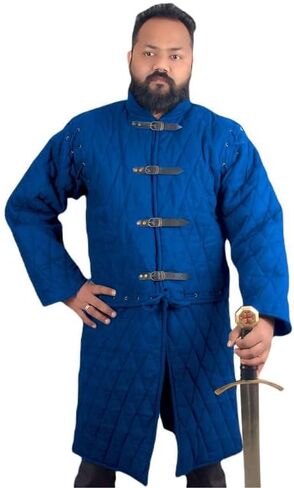 THE MEDIEVALS Thick Padded Full Sleeves Gambeson Coat Aketon Jacket Armor, Cotton Fabric in Kuwait