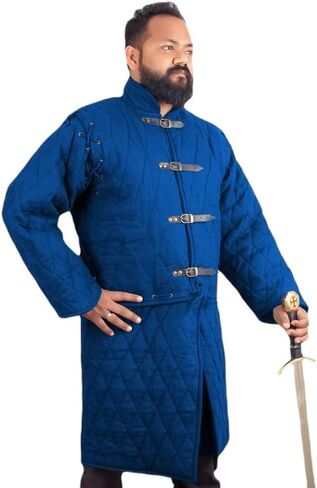 THE MEDIEVALS Thick Padded Full Sleeves Gambeson Coat Aketon Jacket Armor, Cotton Fabric in Kuwait