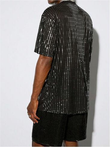WDIRARA Men's Floral Print See Through Round Neck Short Sleeve Mesh Tshirt Party Top in Kuwait