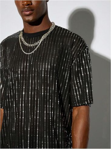 WDIRARA Men's Floral Print See Through Round Neck Short Sleeve Mesh Tshirt Party Top in Kuwait