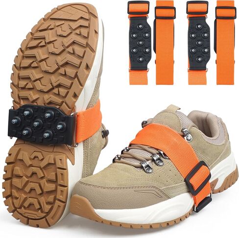 Ice Cleats Mid-Sole Snow Traction Cleats Crampons for Shoes and Boots Rotatable Non Slip Ice Grippers Overshoe with 7 Tungsten Studs for Walking on Snow Ice Men Women Indoor/Outdoor in Kuwait