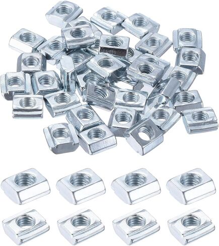 uxcell 10Pcs M4 T Nut Tee Sliding Slot Nuts, T-Slot Nut Hammer Nut Block Square Nut Fastener Carbon Steel Nickel Plated for Aluminum Extrusion Profile 4040 Series in Saudi Arabia