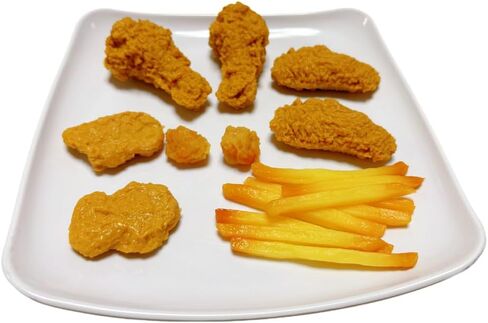 2PCS Artificial Hamburger with gingili & 9pcs Artificial French Fries Realistic Fake Food for Display, Faux Burger for Decoration Fake Food Props Fake Food Bread Model, HC2409-HC01 in Saudi Arabia